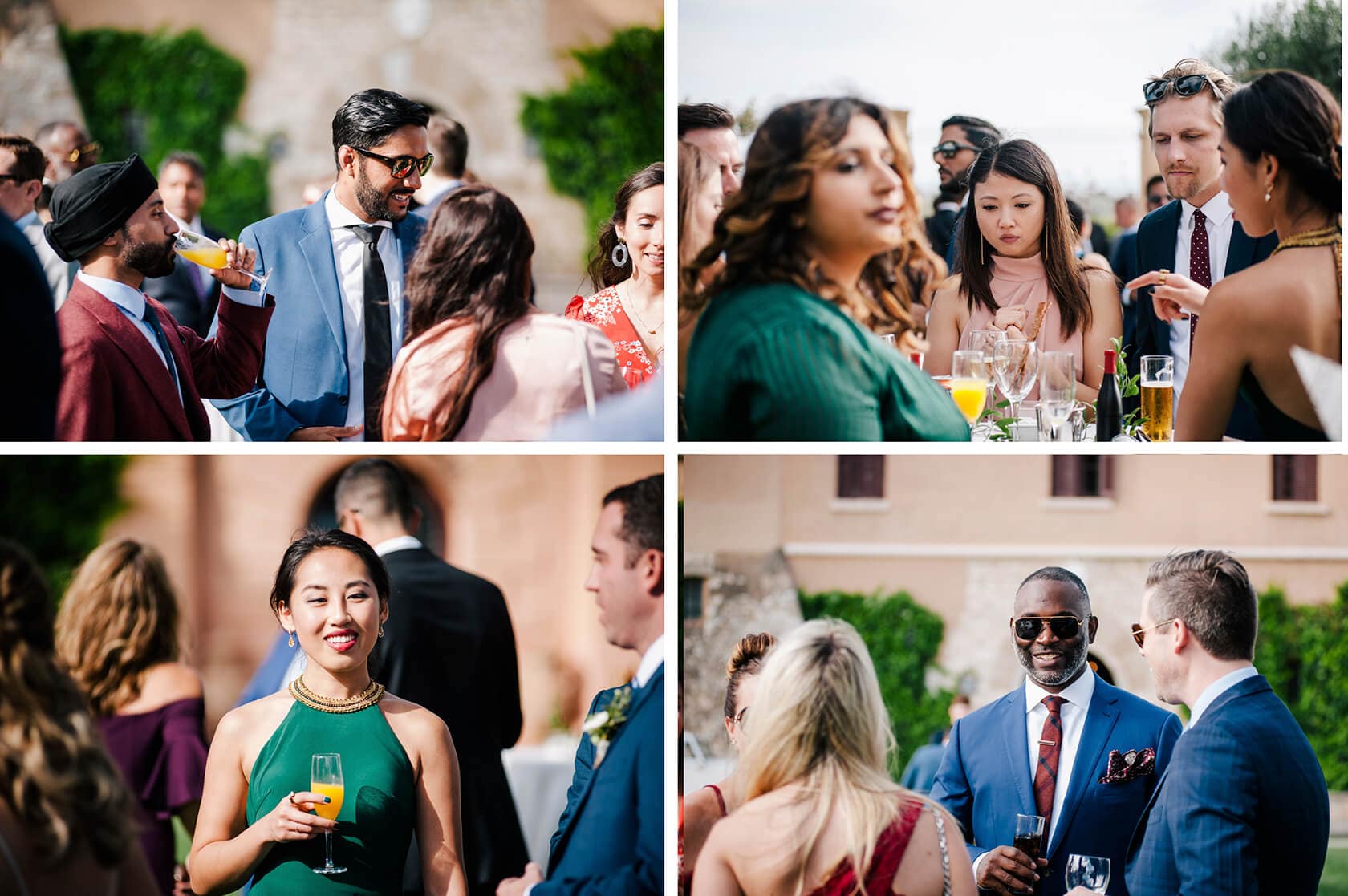 Hayley and Mark, a bride and groom, walk hand-in-hand at their wedding. - Barcelona Wedding Photographer