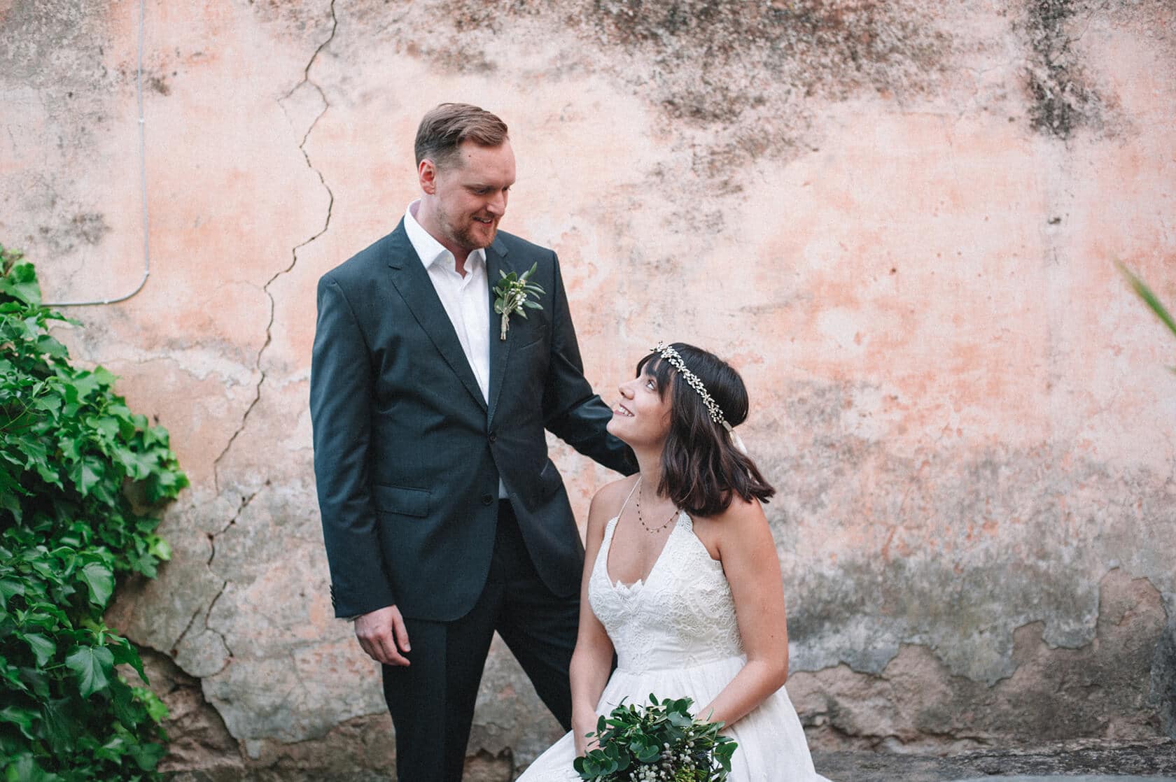 Bride and groom at Villa Almanita, a destination wedding in Sitges - Barcelona Wedding Photographer