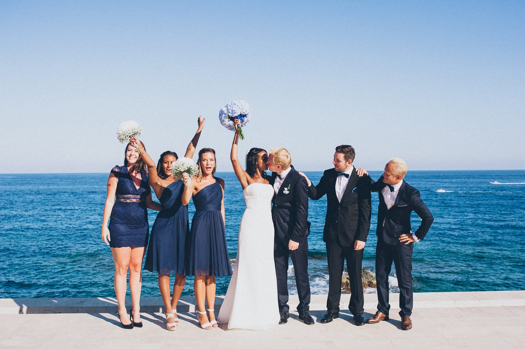Wedding party by the sea in S'Agaro, Spain. Tsega & Anders wedding. - Barcelona Wedding Photographer