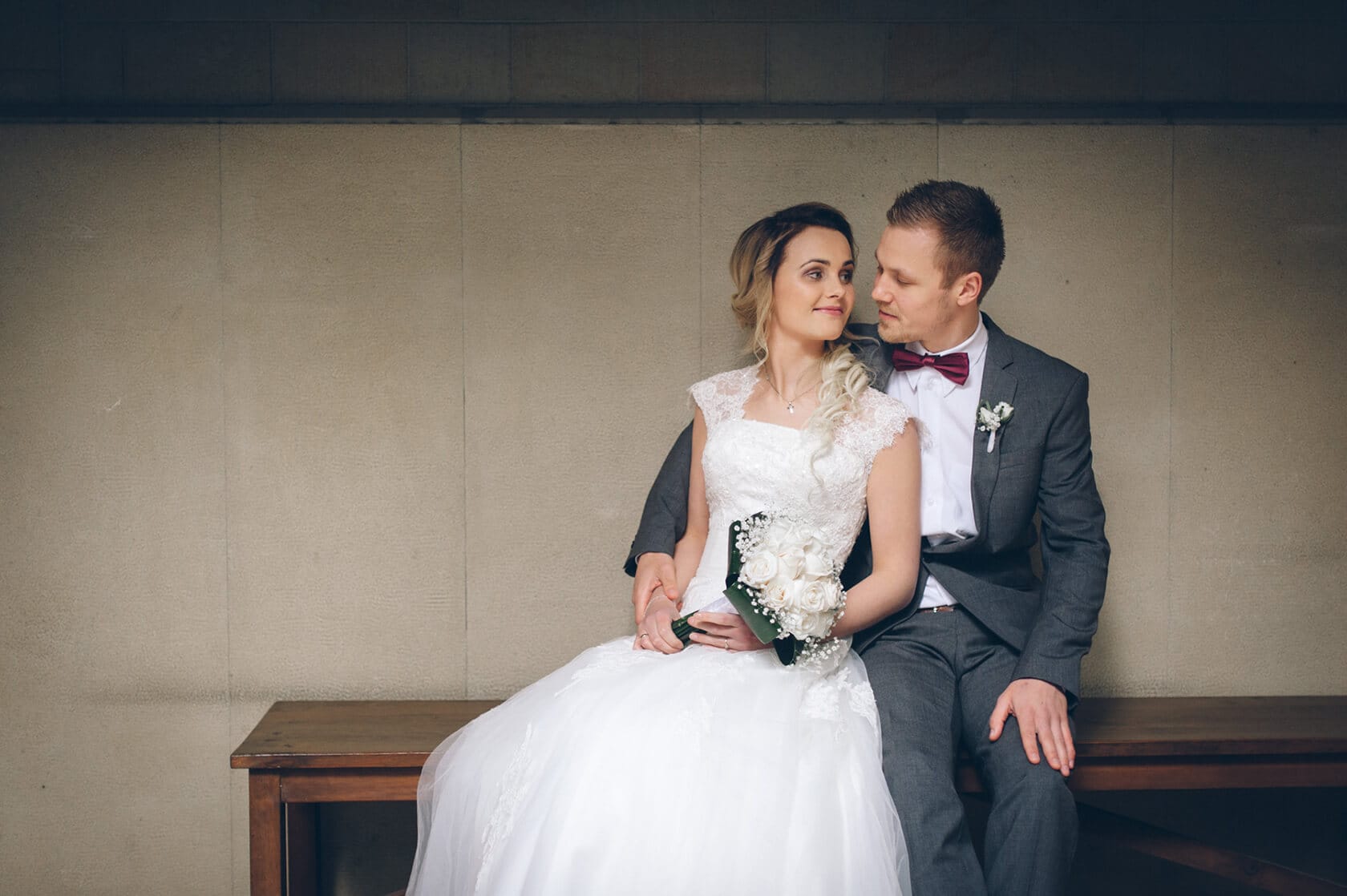 Bride and groom posing for a Barcelona wedding photographer - Barcelona Wedding Photographer