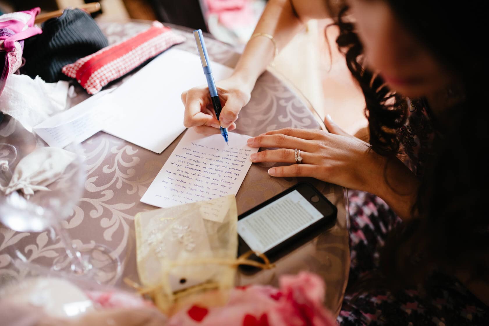 Bride writing vows at Castell de Tamarit wedding, Sitges photography - Barcelona Wedding Photographer