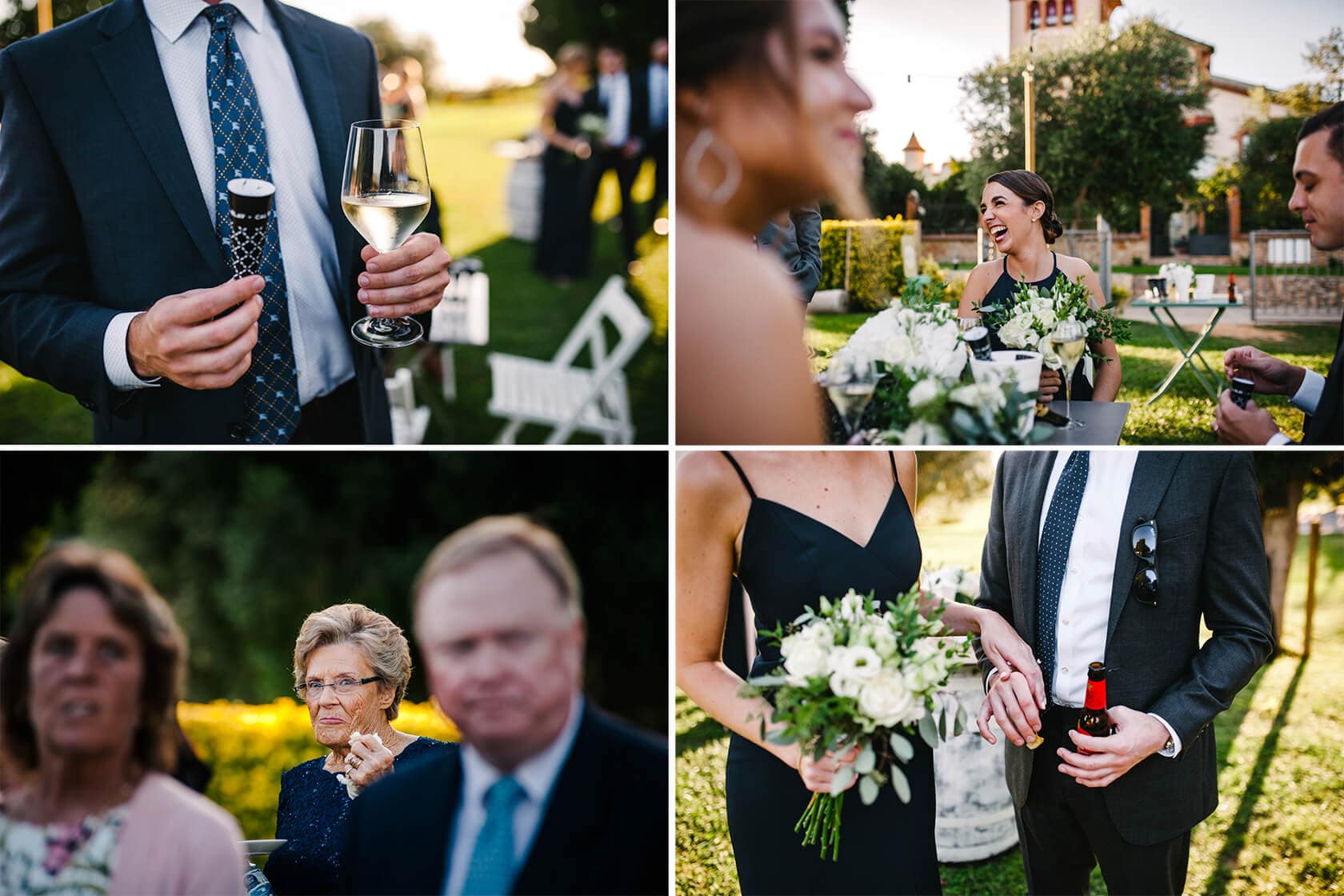 Hayley and Mark, a bride and groom, walk hand-in-hand at their wedding. - Barcelona Wedding Photographer