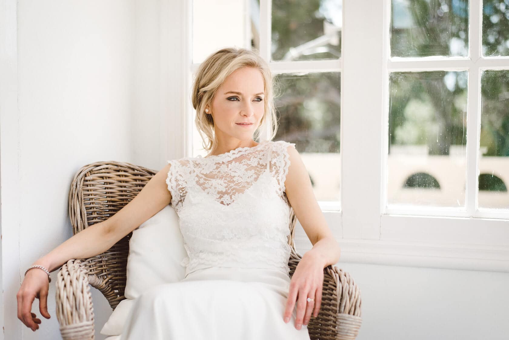 Bride in lace dress at Casanova Estate wedding venue - Barcelona Wedding Photographer