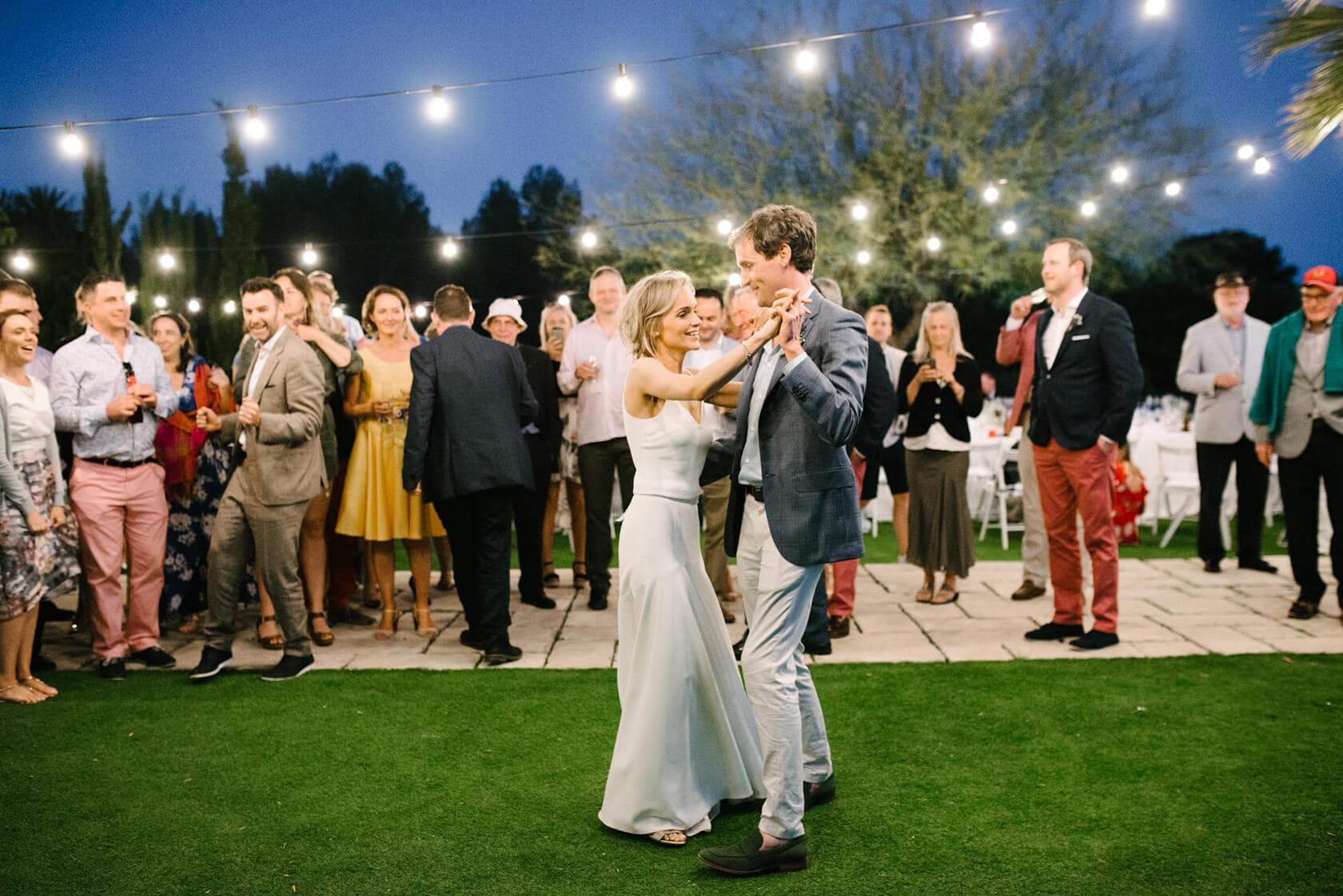 Bride and groom dancing at Casanova Estate wedding venue - Barcelona Wedding Photographer