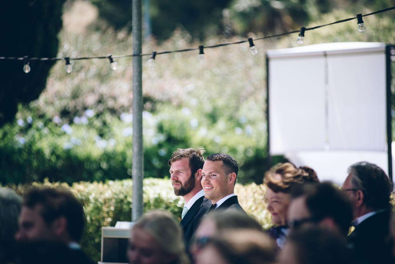Groomsmen at a Hotel Miramar Barcelona wedding ceremony. - Barcelona Wedding Photographer