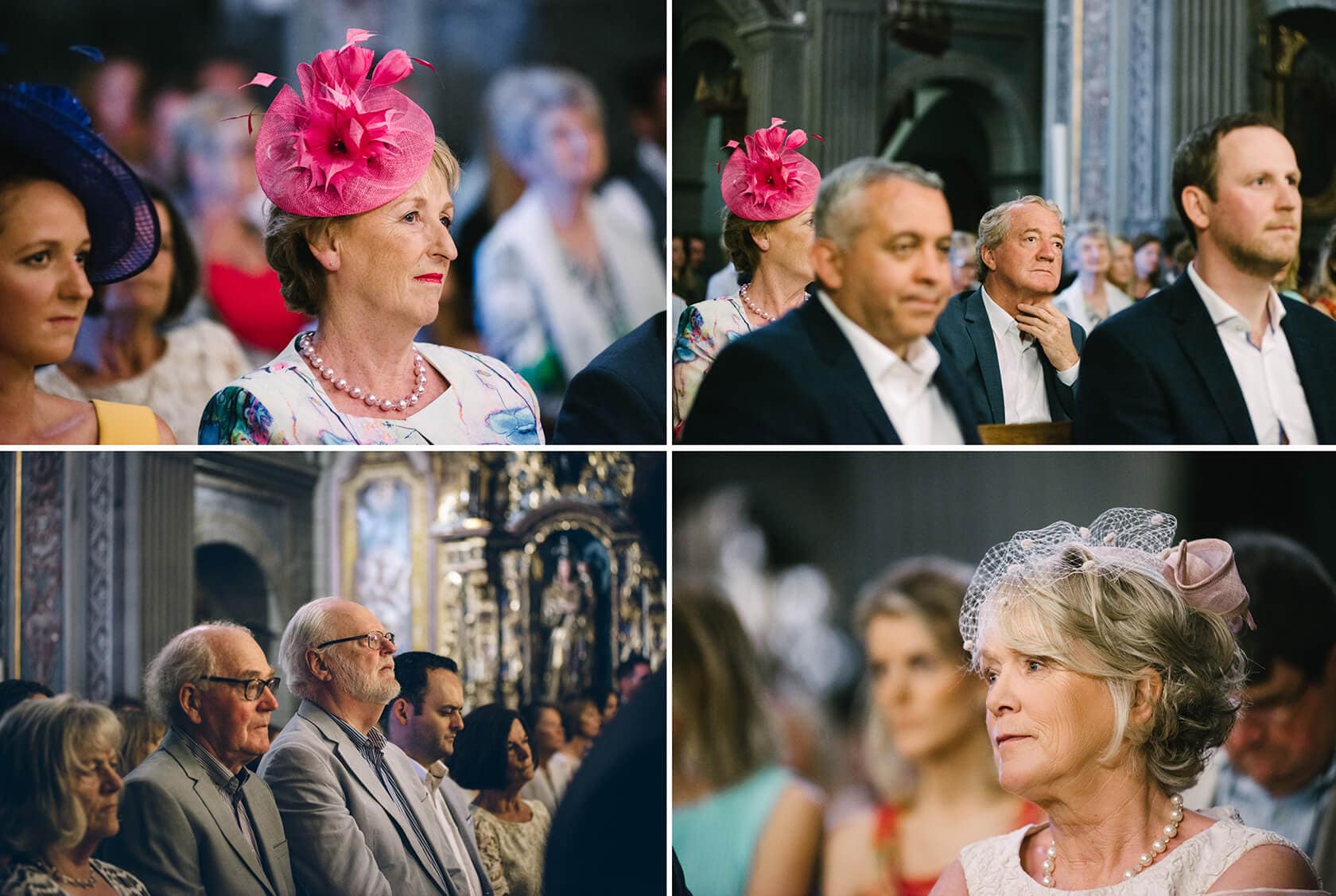 Guests in formal attire at a wedding ceremony at Casanova Estate. - Barcelona Wedding Photographer
