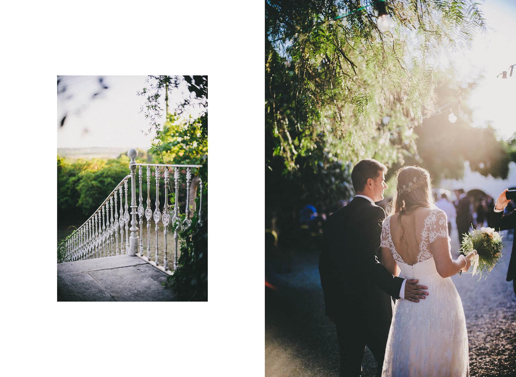 Wedding photographer Barcelona: Couple walking away at sunset - Barcelona Wedding Photographer