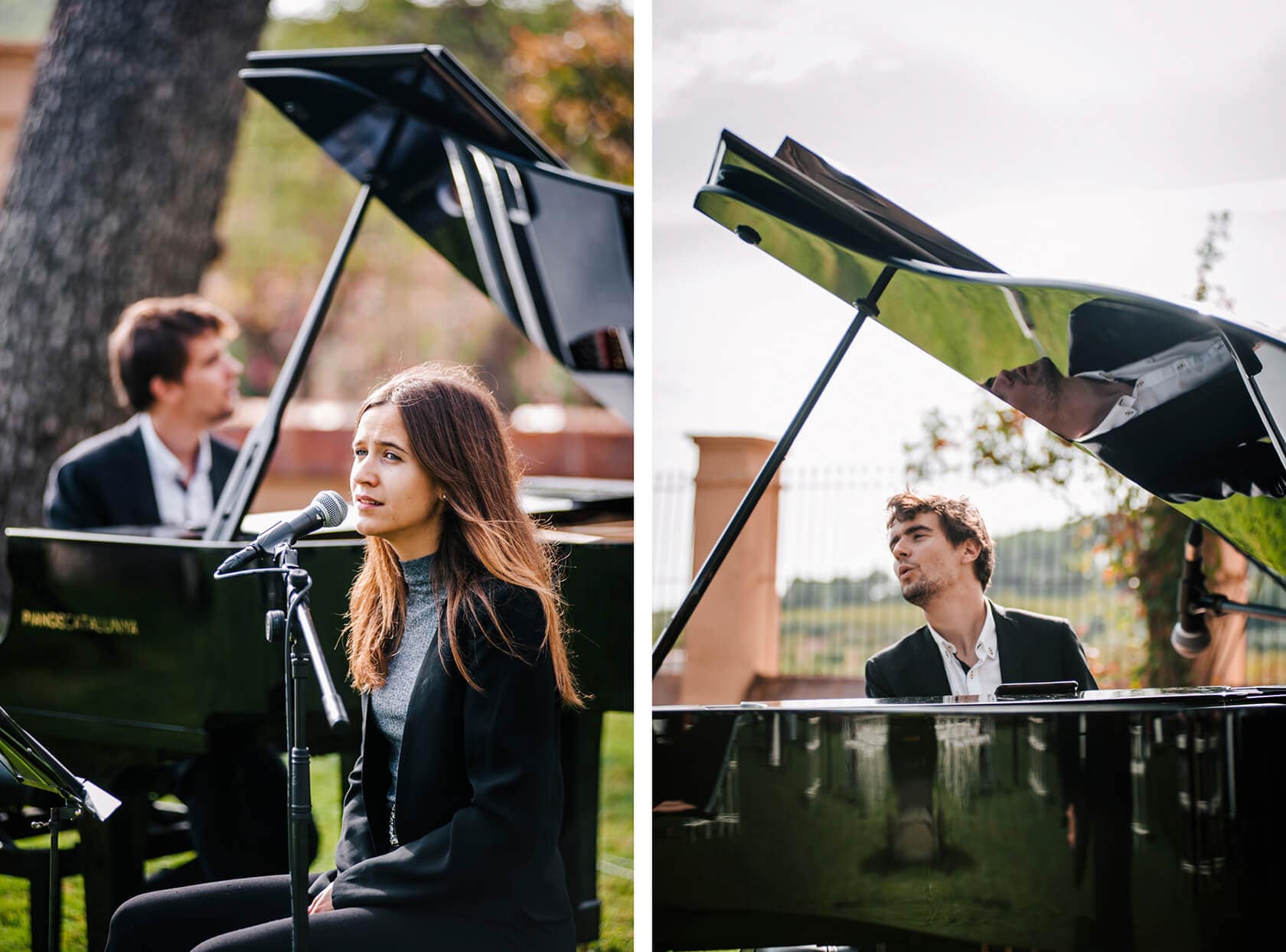 Juliette and Chris perform at a Torre del Veguer wedding. - Barcelona Wedding Photographer