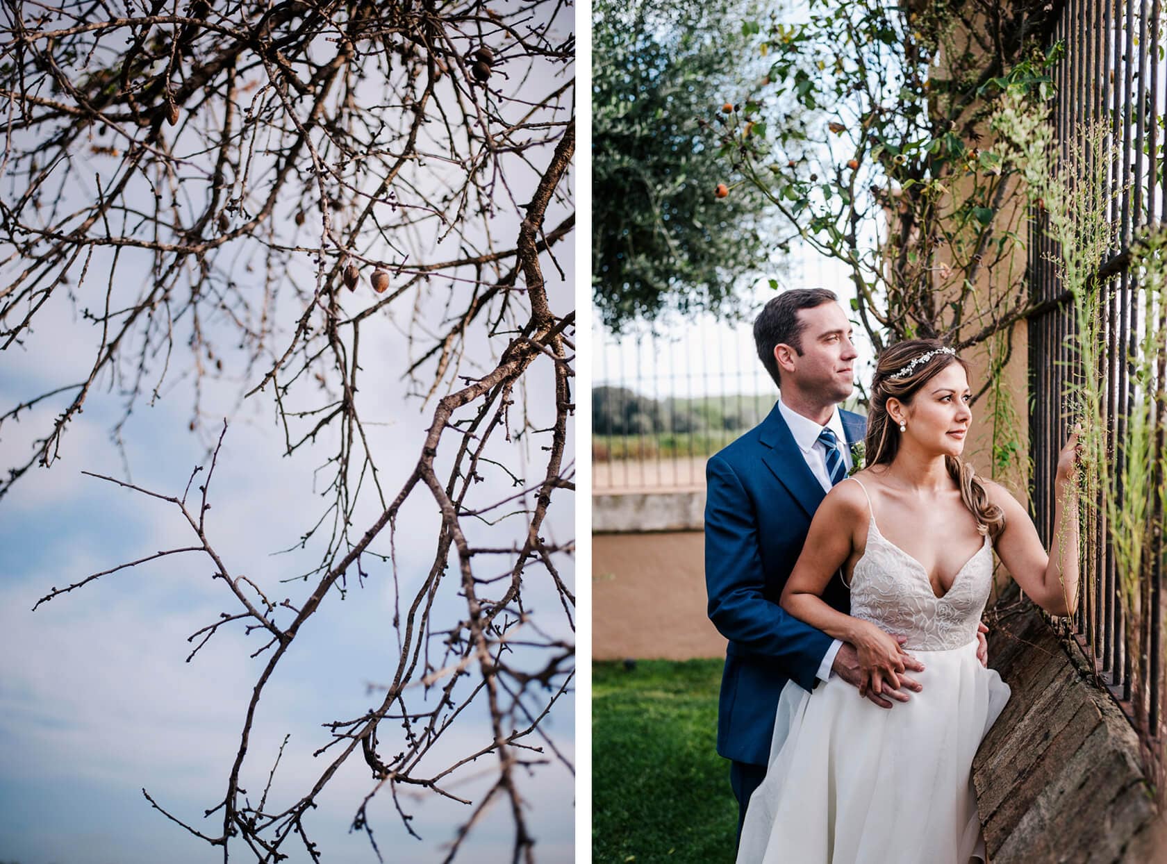 Hayley and Mark, a bride and groom, walk hand-in-hand at their wedding. - Barcelona Wedding Photographer