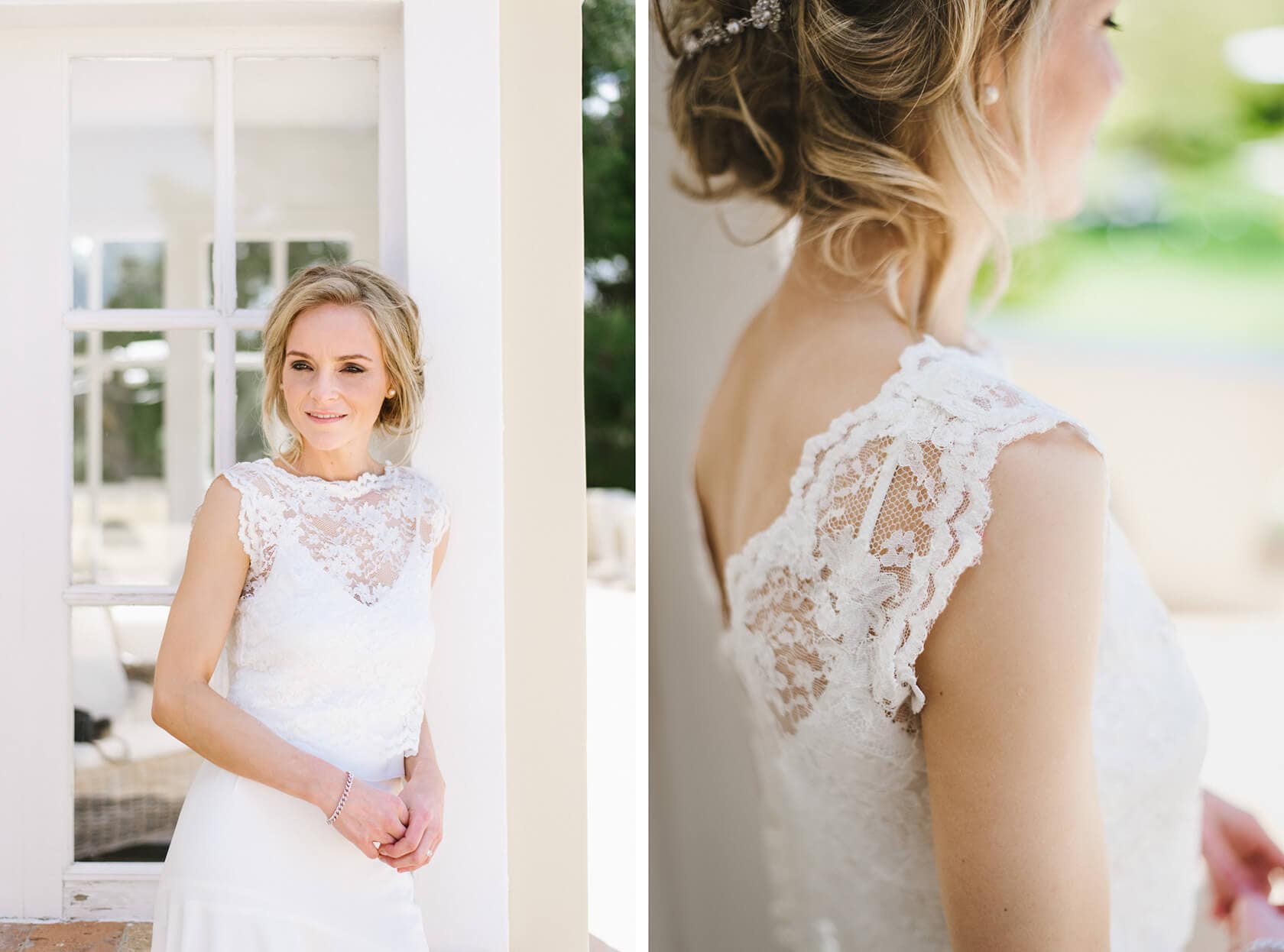 Bride in lace dress at Casanova Estate wedding venue - Barcelona Wedding Photographer