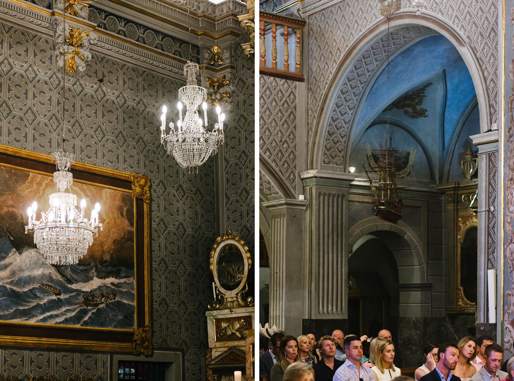 Elegant chandeliers and ornate decor at Casanova Estate wedding venue. - Barcelona Wedding Photographer