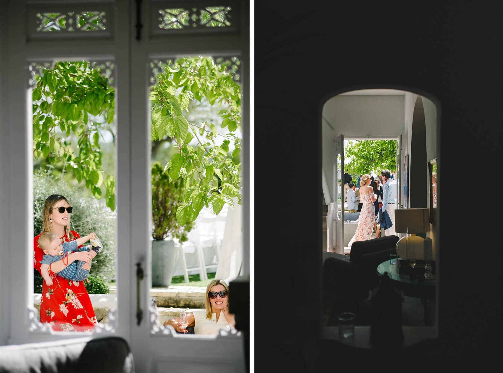 Bride in floral dress at Casanova Estate wedding. - Barcelona Wedding Photographer