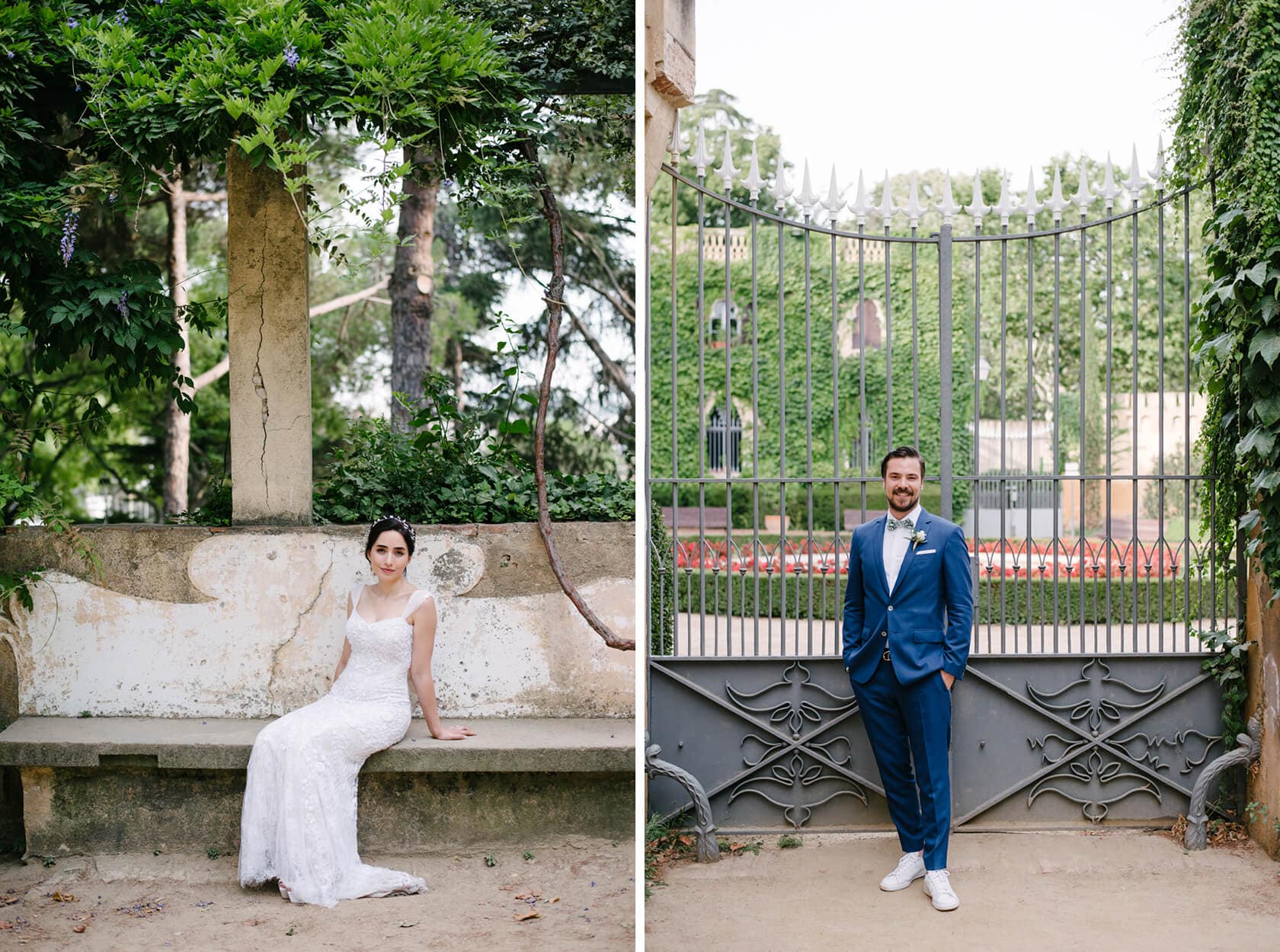 Bride and groom wedding portraits at Parc del Laberint d'Horta - Barcelona Wedding Photographer