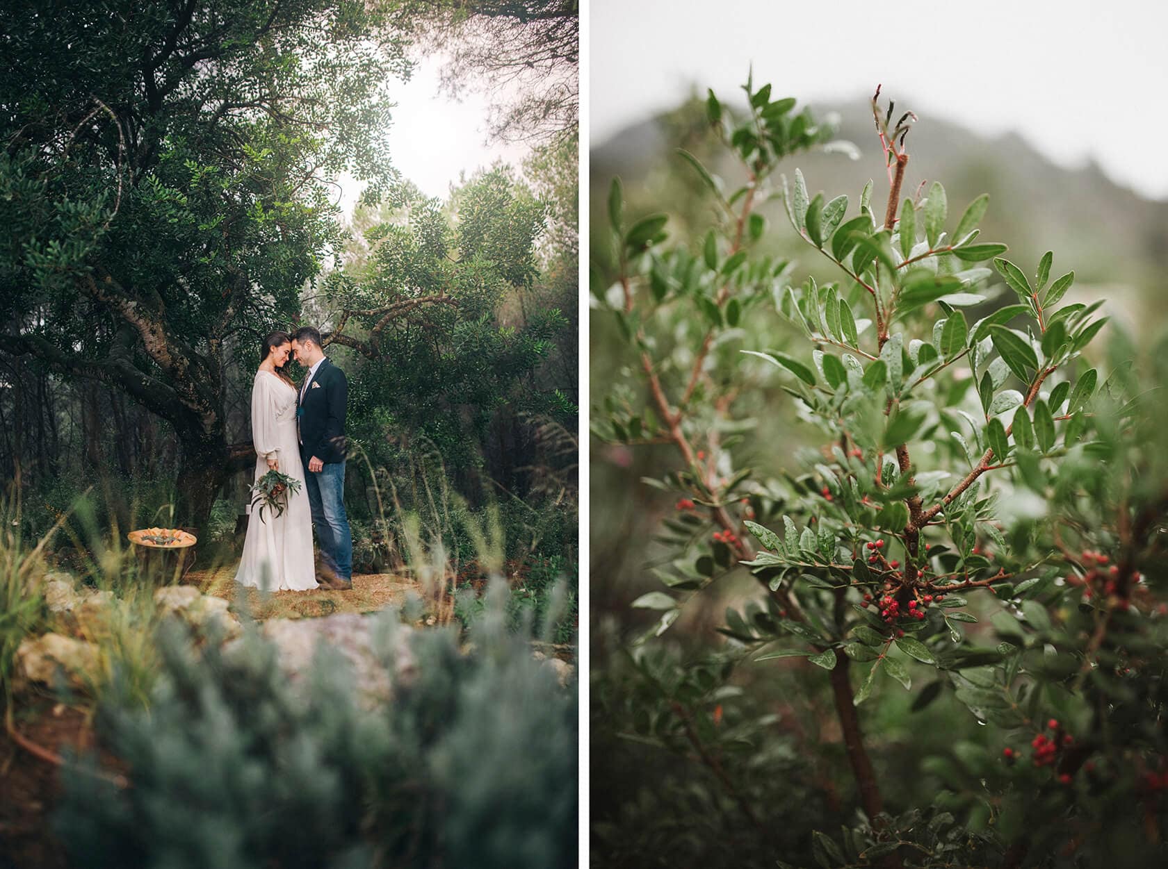 Hayley and Mark, a bride and groom, walk hand-in-hand at their wedding. - Barcelona Wedding Photographer