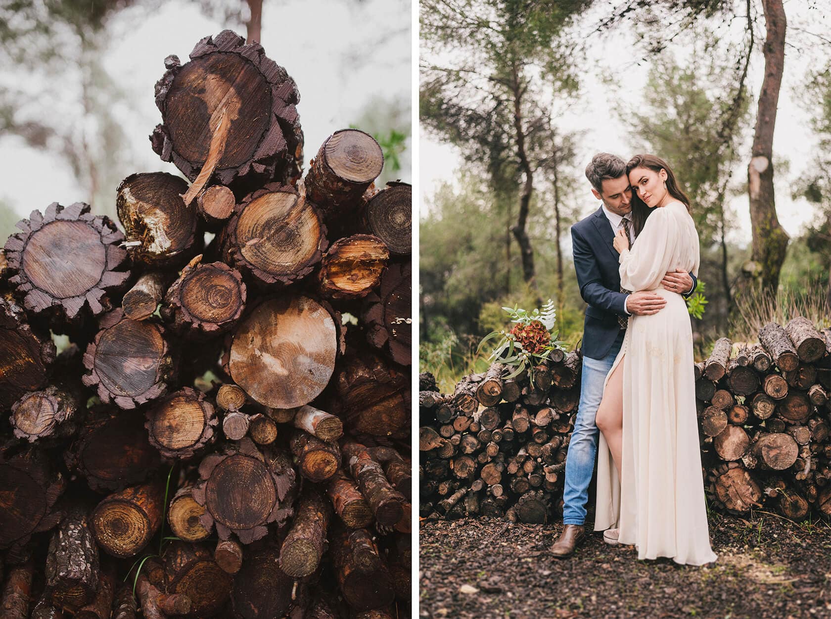 Hayley and Mark, a bride and groom, walk hand-in-hand at their wedding. - Barcelona Wedding Photographer