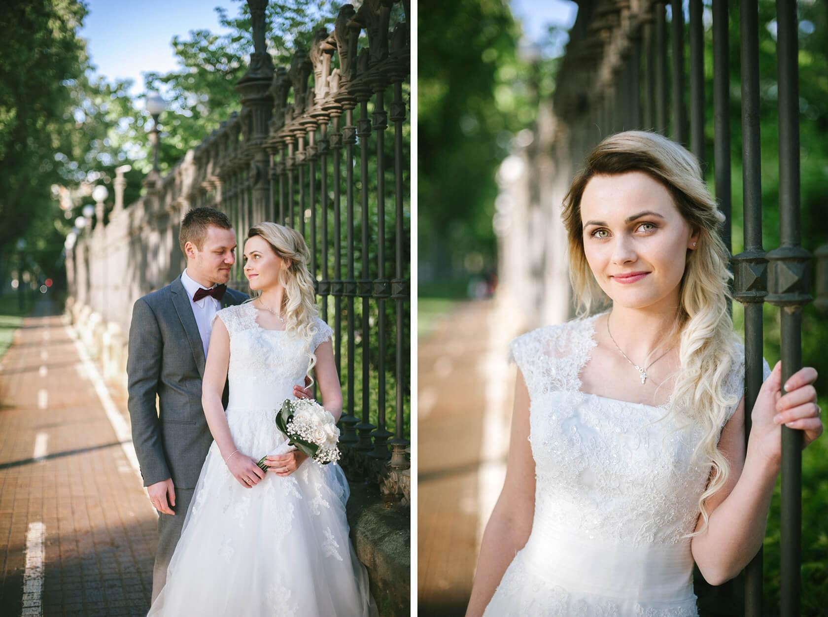 Bride and groom in a park, Barcelona wedding photographer - Barcelona Wedding Photographer