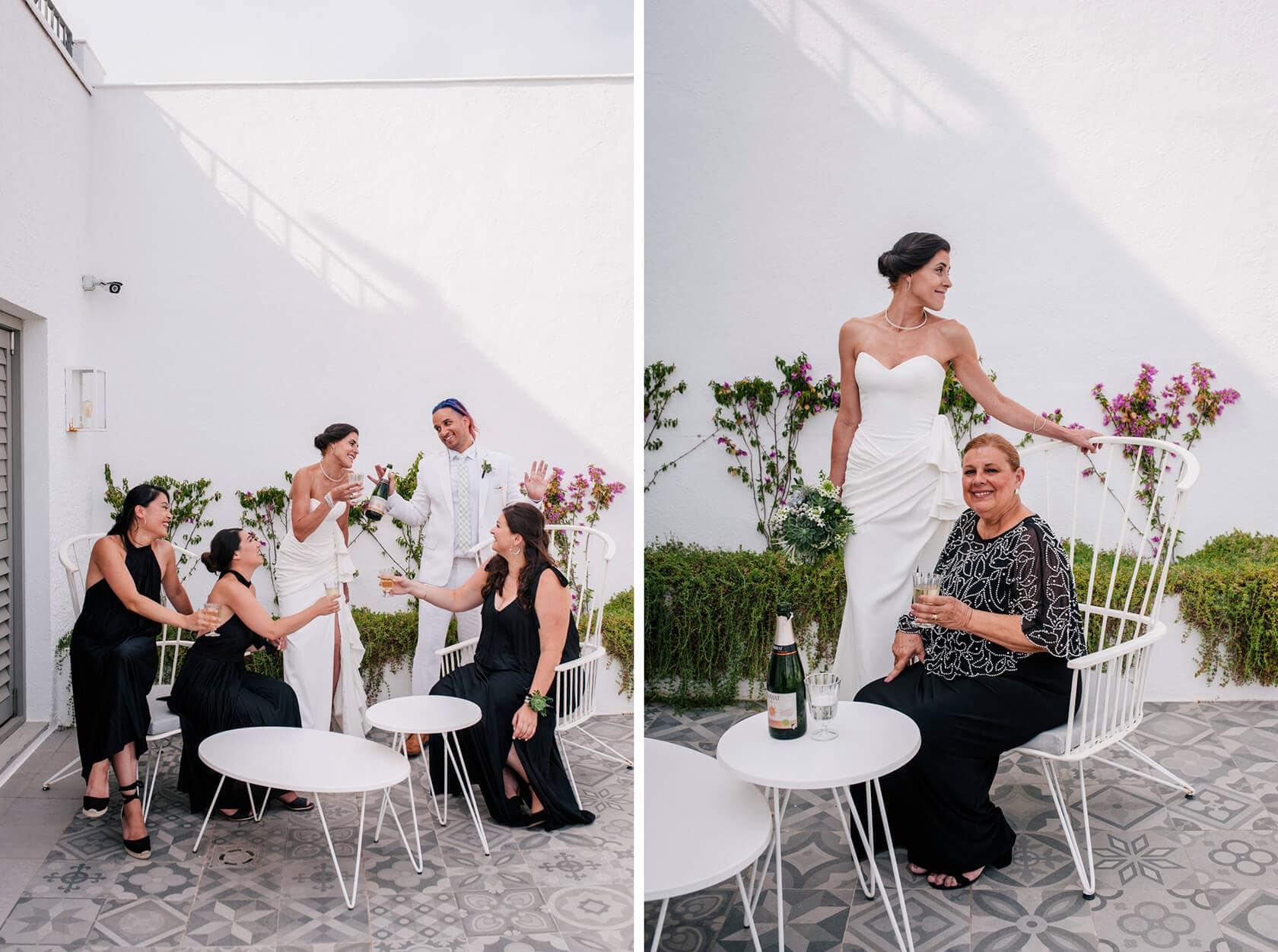 Hayley and Mark, a bride and groom, walk hand-in-hand at their wedding. - Barcelona Wedding Photographer