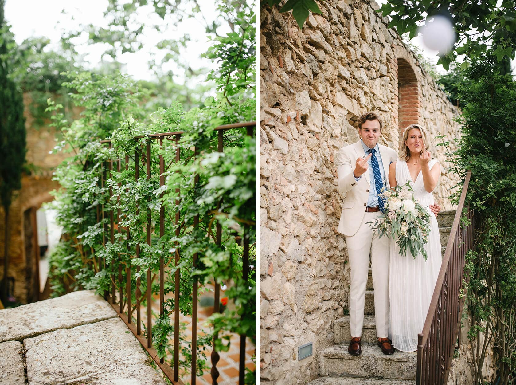 Bride and groom at Casa Felix wedding venue - Barcelona Wedding Photographer