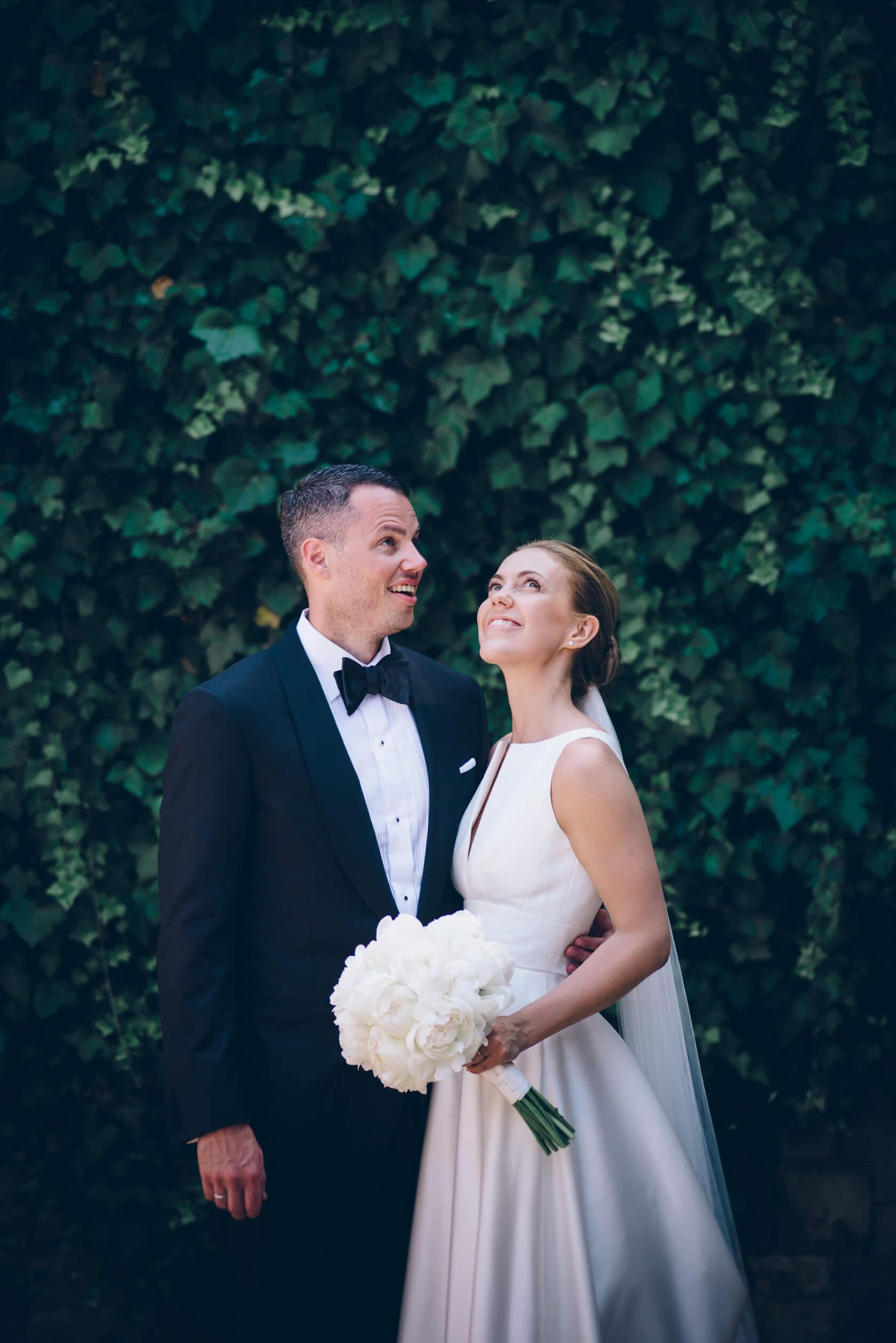 Bride and groom at Hotel Miramar Barcelona wedding, looking at each other - Barcelona Wedding Photographer
