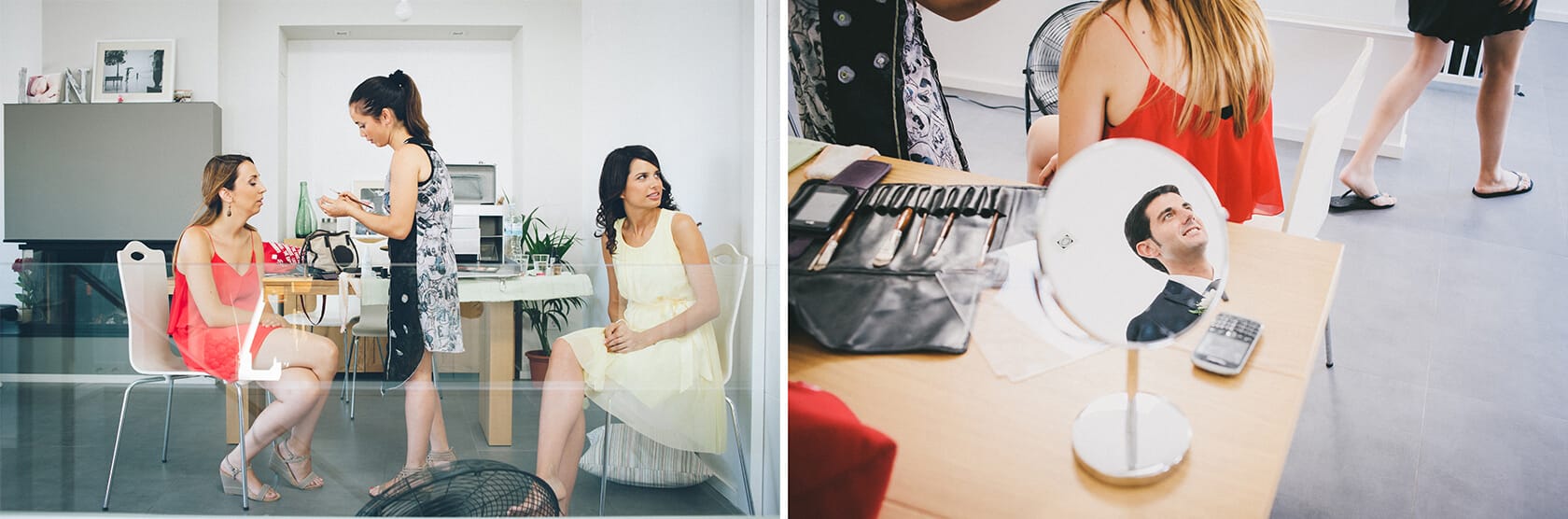 Bride and bridesmaids getting ready for wedding in Barcelona - Barcelona Wedding Photographer