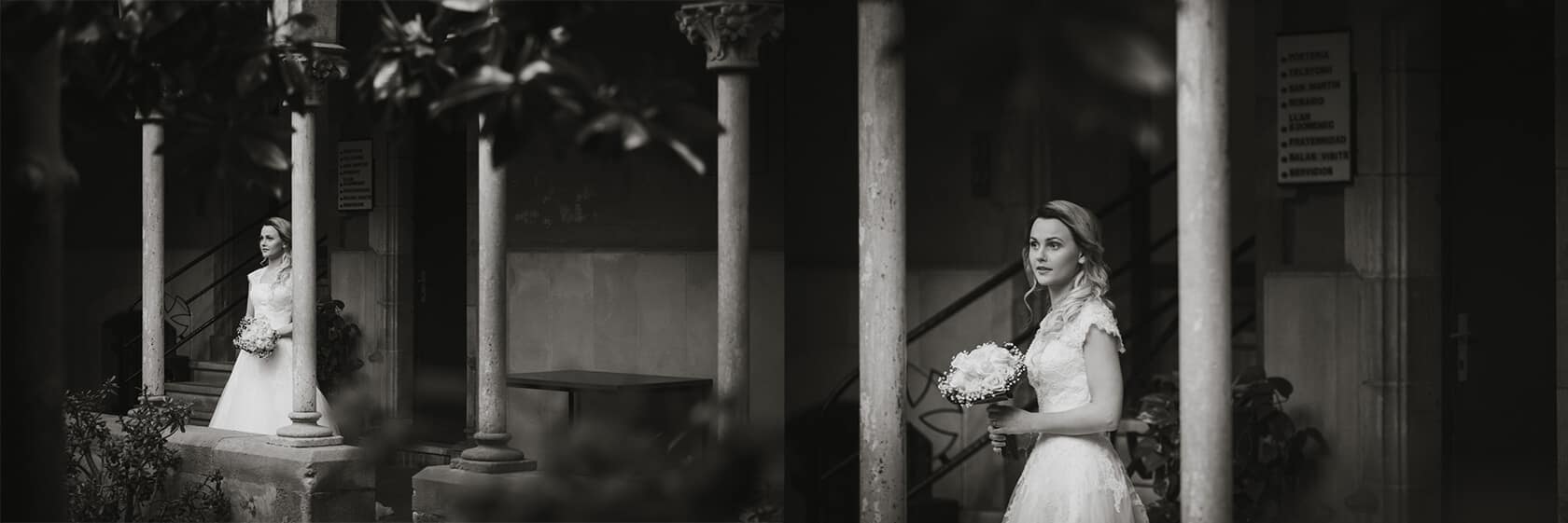 Bride with bouquet in Barcelona, photo by Barcelona-bryllup-fotograf - Barcelona Wedding Photographer