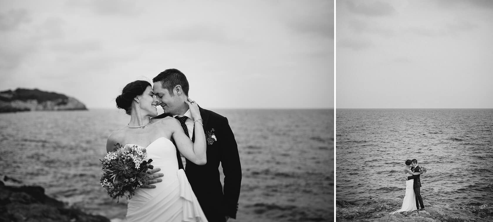 Hayley and Mark, a bride and groom, walk hand-in-hand at their wedding. - Barcelona Wedding Photographer