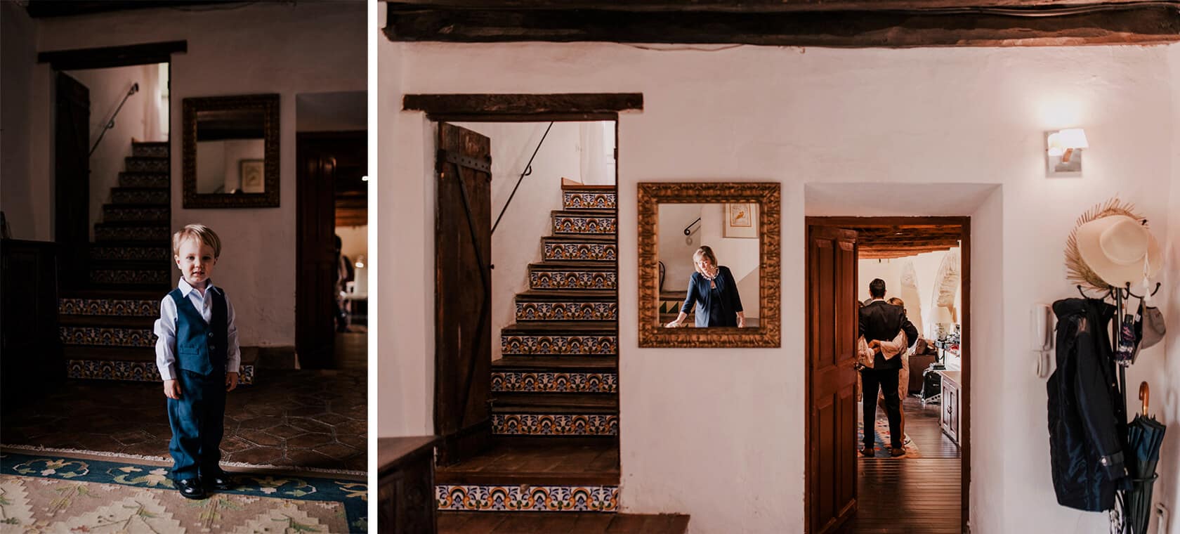 Hayley and Mark, a bride and groom, walk hand-in-hand at their wedding. - Barcelona Wedding Photographer