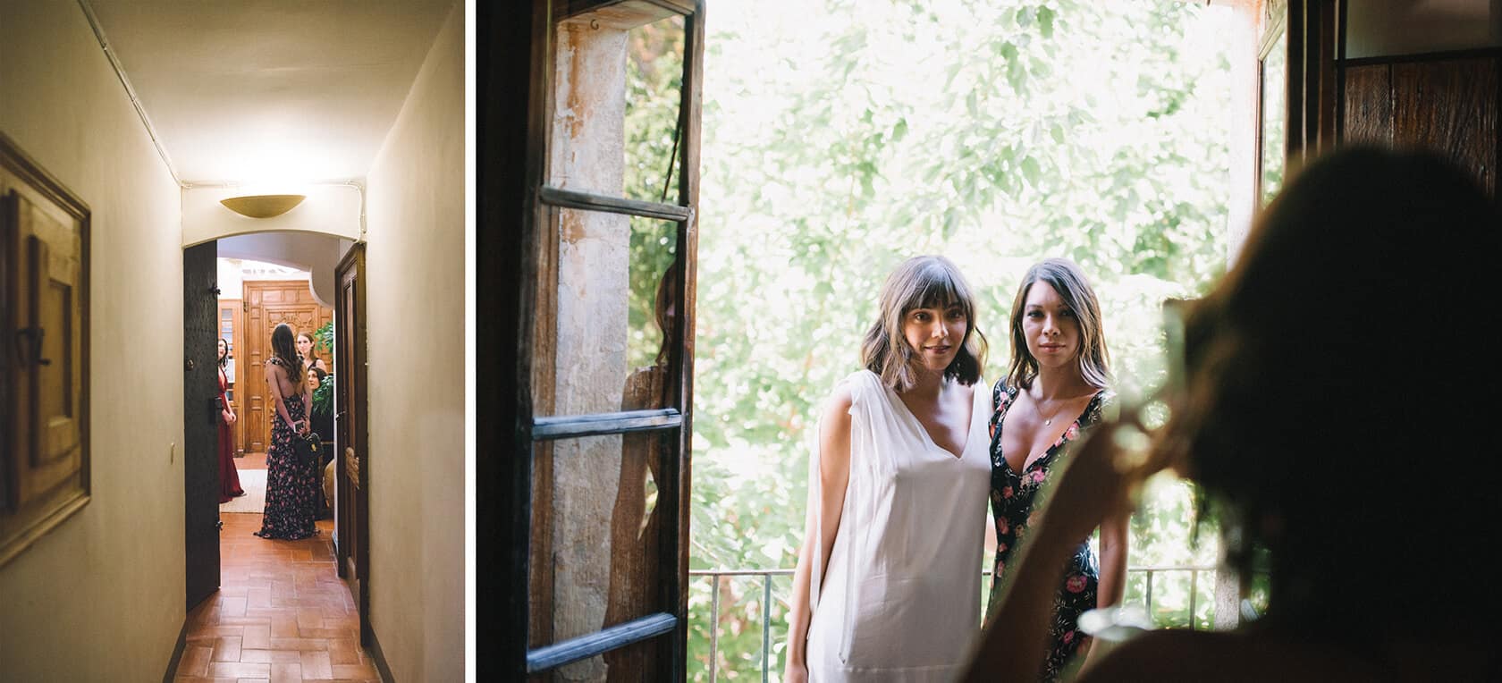 Bride and bridesmaids getting ready at Villa Almanita, Sitges destination wedding - Barcelona Wedding Photographer