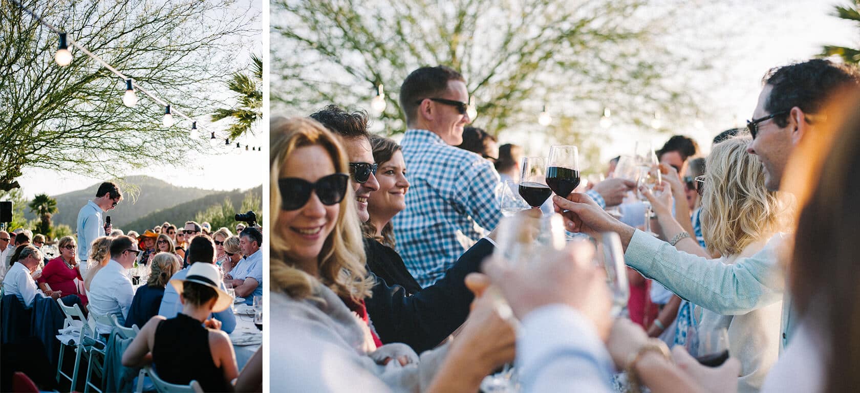 Guests toast at an outdoor wedding reception at Casanova Estate wedding venue. - Barcelona Wedding Photographer