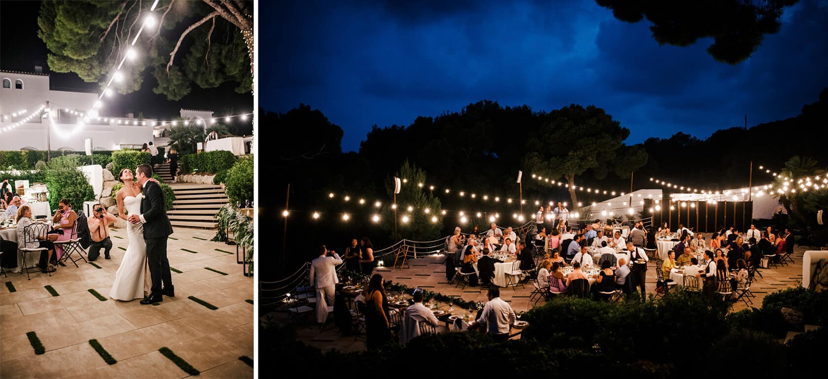 Hayley and Mark, a bride and groom, walk hand-in-hand at their wedding. - Barcelona Wedding Photographer