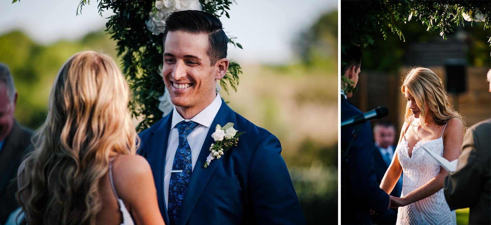 Hayley and Mark, a bride and groom, walk hand-in-hand at their wedding. - Barcelona Wedding Photographer