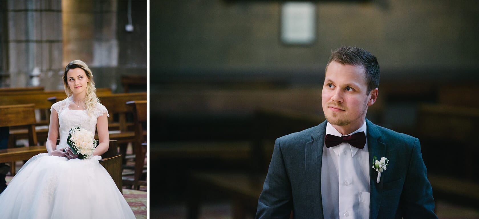 Bride holding flowers, groom in suit, Barcelona wedding photographer - Barcelona Wedding Photographer
