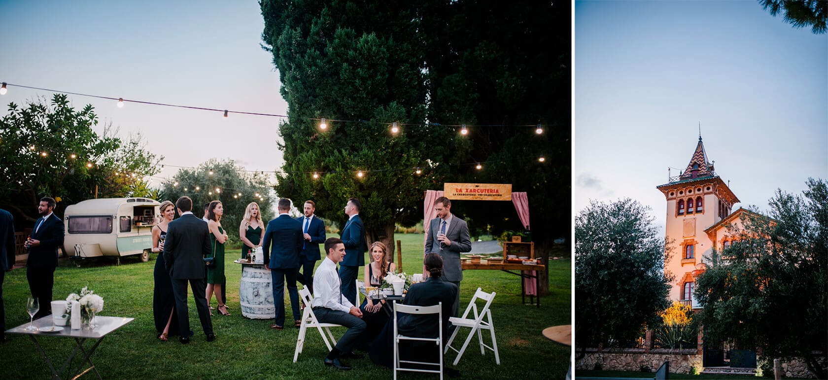 Outdoor reception at Clos la Plana wedding in Sitges. - Barcelona Wedding Photographer
