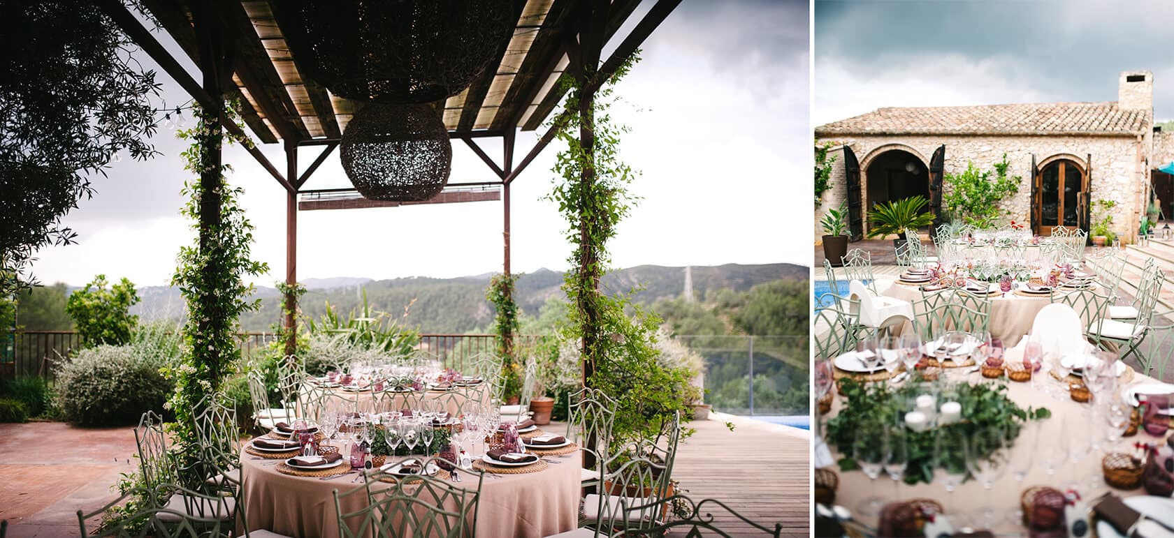 Hayley and Mark, a bride and groom, walk hand-in-hand at their wedding. - Barcelona Wedding Photographer