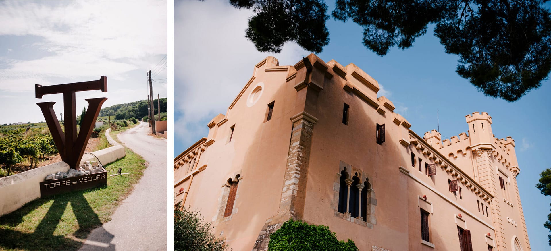 Hayley and Mark, a bride and groom, walk hand-in-hand at their wedding. - Barcelona Wedding Photographer